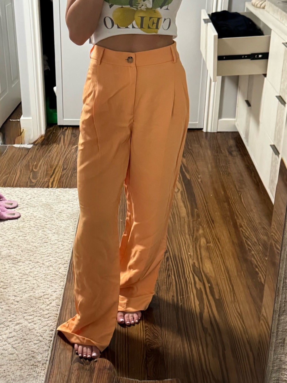 NWT ZARA HIGH WAISTED ORANGE TROUSERS SIZE SMALL - Picture 1 of 2